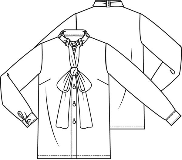Satijnen strik blouse (Post patroon)-789765
