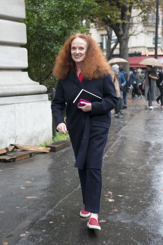 PARIS, FRANCE - OCTOBER 5: Creative Director of American Vogue Grace Coddington on day 7 during Paris Fashion Week Spring/Summer 2016/17 on October 5, 2015 in London, England. (Photo by Kirstin Sinclair/Getty Images)*** Local Caption *** Grace Coddington